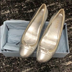 Authentic Silver Prada Ballet Shoes